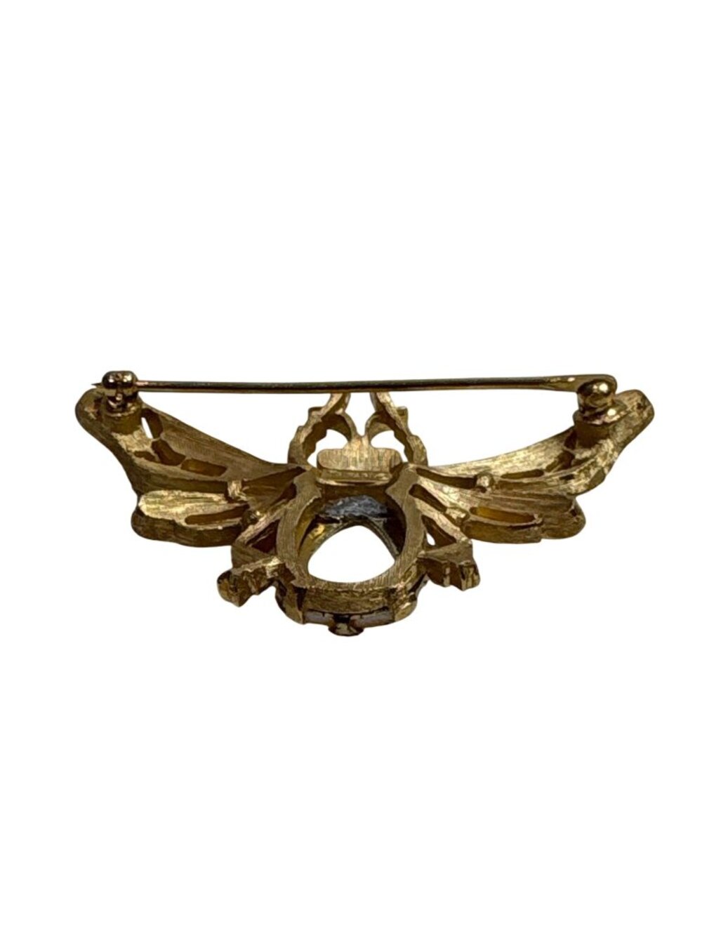 Trifari Gold-Tone Bee Brooch Pin With Yellow Lucite Body Vintage, Signed - Picture 5 of 12